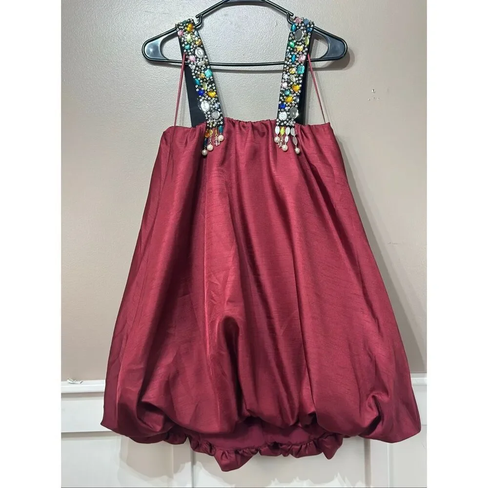 NWT Anthropologie Sunday in Brooklyn Embellished Straps Bubble Mini Dress Small - Picture 2 of 10